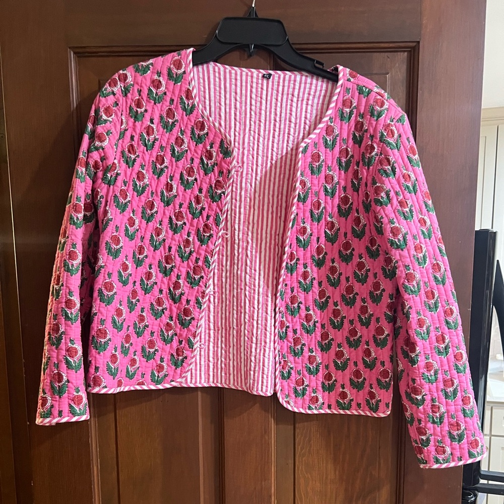 Block print cropped jacket